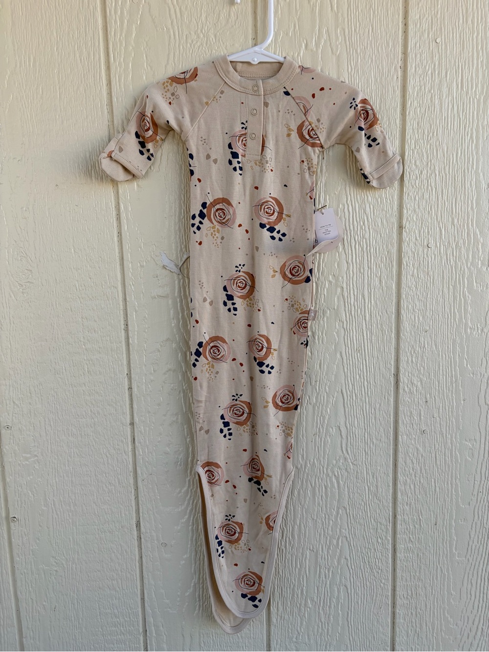Kids Floral Sleep Gown - Cream with Rust Rose Print baby’s Girls Size NB
